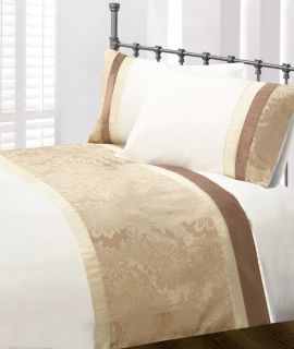   Gold Damask Jacquard Duvet Cover Bedding Set   Rialto All Sizes