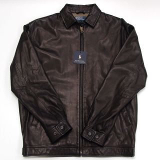 Polo Ralph Lauren Leather Jacket Genuine Windbreaker Mens Black New S 