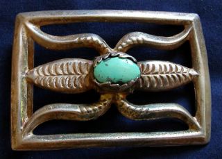 native american cast sterling turquoise vintage buckle 