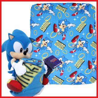 Sega Sonic The Hedgehog 15 Plush Doll with Fleece Throw Blanket