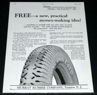 1926 OLD MAGAZINE PRINT AD, MURRAY RUBBER, TRUCK & BUS TIRES, BIG 