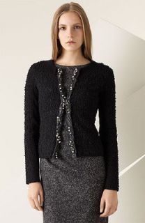 2595 Valentino Leather Embellished Tweed Jacket (42)  US 4