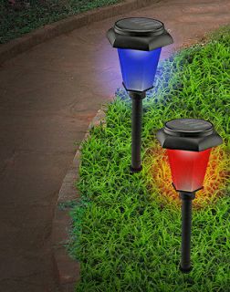 color changing solar lights set of 2 auto turn on at duks turn off at 