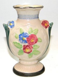 Vintage Japan Majolica floral flower cream colored porcelain Vase