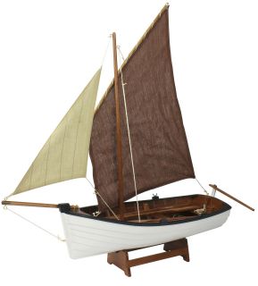 Wooden, large model sailing/rowing boat, white hull,nautical, 53cm