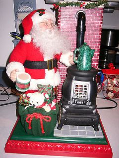 Holiday Creations Santa Claus w Coffee Animated Pot Belly Stove 