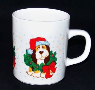 christmas santa basset hound dog ceramic coffee mug cup one