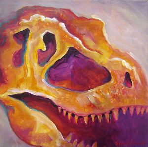 Tyrannosaurus Rex skull original acrylic painting on canvas