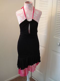   & Hot Pink Asymmetrical Halter Mini Sassy Evening Party Dress S 2 4