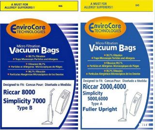   for Riccar EcoPure 8000 or 4000 2000 Series Upright Vacuum Bags