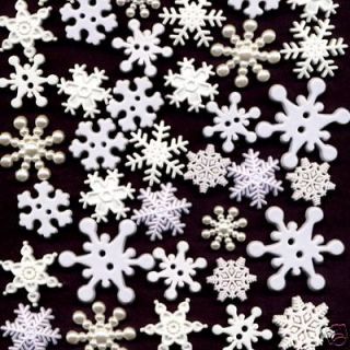   Button Value Pack   50 Snowflakes for Crafts, Sewing & Scrapbooking