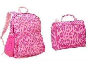 new gap girls pink leopard print backpack lunch bag nwt