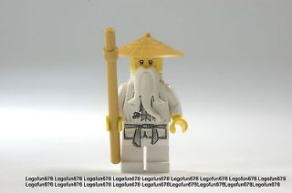 Lego New Ninjago Sensei Wu white kimono Minifigure w/golden hat staff 