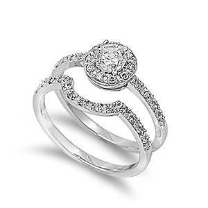   style sterling silver simulated diamond engagement ring set size