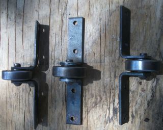 Three Antique Industrial Steel Ball Bearing Roller\Castors