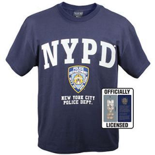   New York City Police Department Navy Blue Shield T Shirt FREE SHIPPING