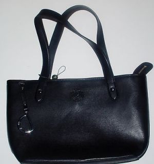 NEW BLACK RALPH LAUREN POLO LEATHER TOTE SMALL SCRATCH AND HAS CHARM