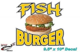 Fish Burger 9.5x10 Decal for Concession Trailer or Seafood 