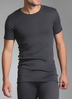 Mens Heat Holder Thermal Short Sleeve Vest T Shirt Charcoal Grey