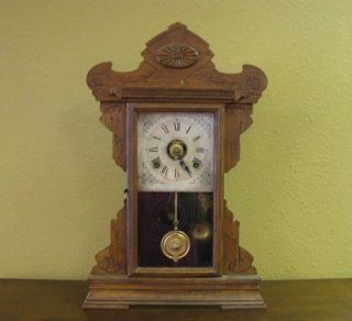 antique seth thomas oak eight day mantle kitchen clock 298b