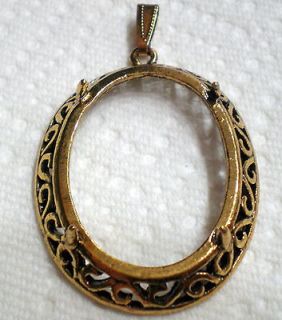   mm Antique Gold Pendant OLD Style Prong Setting Thick Lovely Design