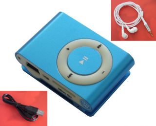 New Blue Mini Metal Clip MP3 Player for 2GB 4GB 8GB 16GB Micro SD/TF 