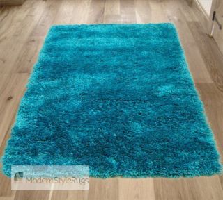 peacock blue thick luxury soft pile shaggy rug 3 sizes