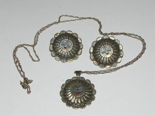 old pawn silver native indian necklace earrings 