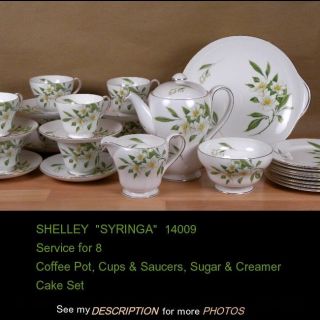 wow 28 pc shelley syringa 14009 coffee tea cake set