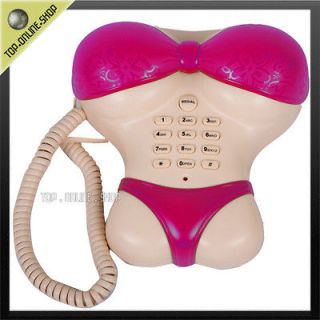 Pink BIKINI Rotary Push botton Dial Desk Table Landline Telephone 