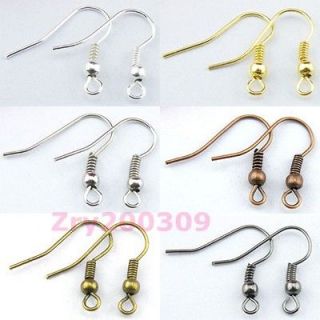 120Pcs Silver,Golden,Bronze,Black Ear Wire Hook With Spring and Ball 
