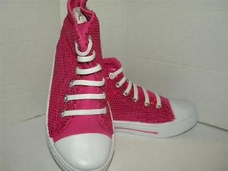 Avon Kids Pink Sequin High Top Sneaker Tennis Shoe Size 12 or 1 New