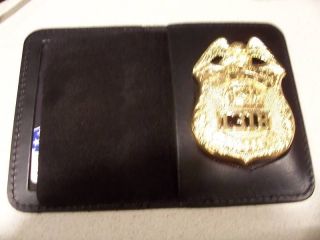 nypd sergeant style badge cut out id card bifold wallet