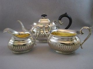 piece tea set birks sterling silver tea pot creamer sugar 