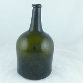 1730 1770 AMERICAN OR ENGLISH MAGNUM MALLET BLACK GLASS WINE BOTTLE