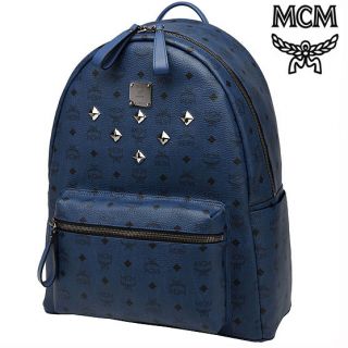 MCM STARK BACKPACK VISETOS Authentic New Large Navy MMK2AVE02VY