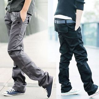   Mens New Gray/Black Trousers Slim Fit Straight Long Pants Relaxed