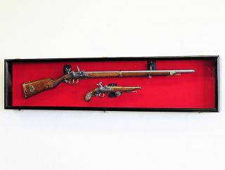 Long Rifle Musket Gun Shotgun Pistol Cabinet Display Case Wall Mount 