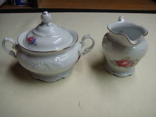 Vintage Wawel China Creamer & Sugar Bowl WAV11 Pattern Made in Poland 