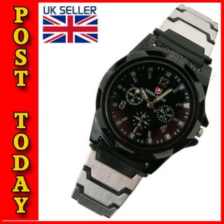 mens military army sas style black ops stainless watch from