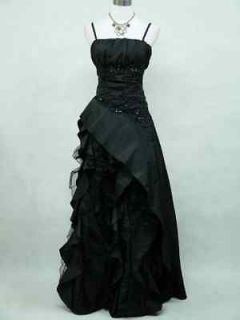 lovely satin black wedding prom evening dress sz 20 22