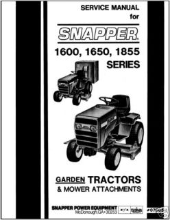 snapper tractor 1600 1650 1855 series service manual time left