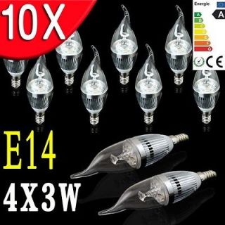   10×E14 Cool White 4*3W LED Candle Light bulb lamp spot Lights 265V