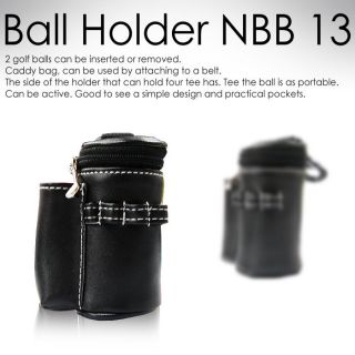 New Golf NBB 13 Ball Holder 2 Balls Case Synthetic Leather Black Free 