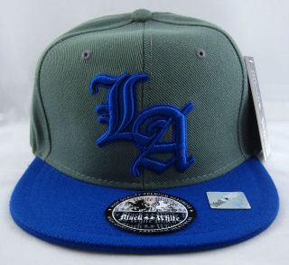 LOS ANGELES LA City Snapback Cap Gray Blue Hat LA Raiders Kings Lakers 