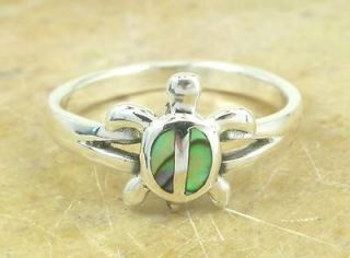 unique sterling silver abalone turtle ring size 6 time left