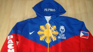 philippines team pacquiao jackets w hood sz large blue