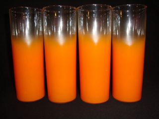 VTG Retro MCM Eames Era Frosted Orange Fade Tom Collins Cocktail Glass 