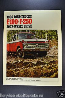 1966 Ford F 100 F 250 4 Wheel Drive Pickup Trucks Brochure Mint 