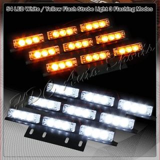 54 LED EMERGENCY STROBE LIGHTS/LIGHTBARS DECK DASH FRONT GRILLE WHITE 